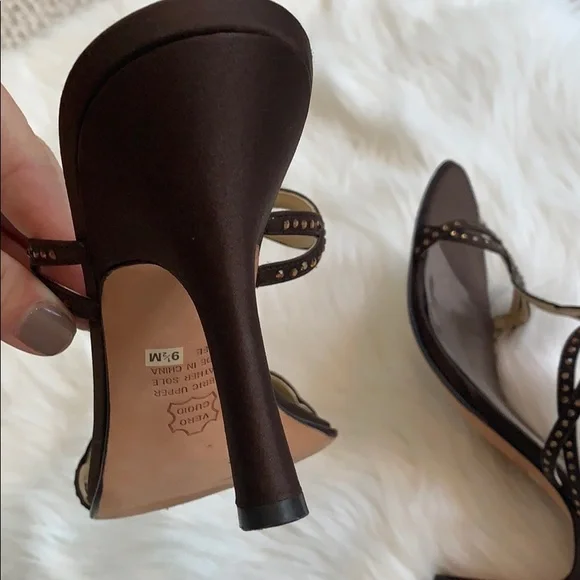 BP women’s bronze beaded brown heels - Picture 5 of 6